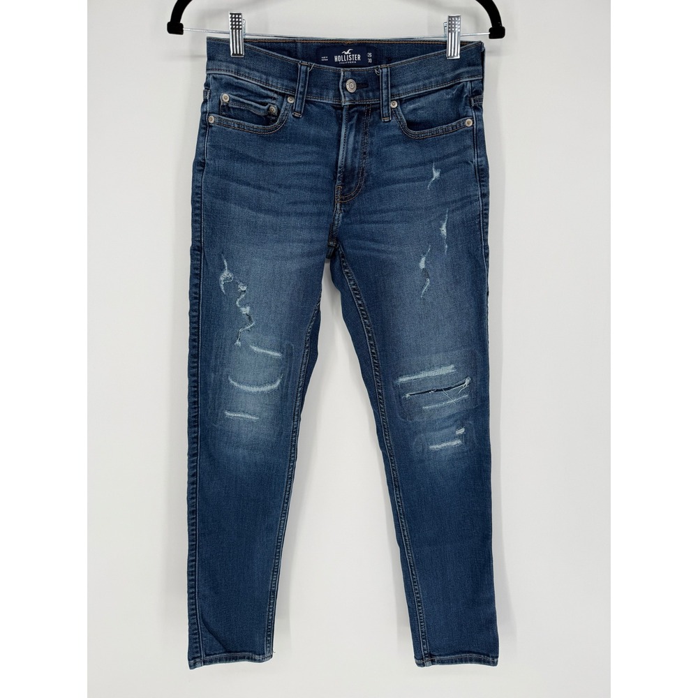 Hollister Mens Distressed Dark Wash Skinny‎ Jeans 26/28 Advanced Stretch